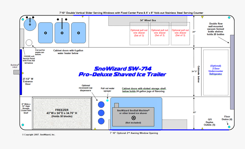 Snow Cone Trailer Floor Plan, HD Png Download