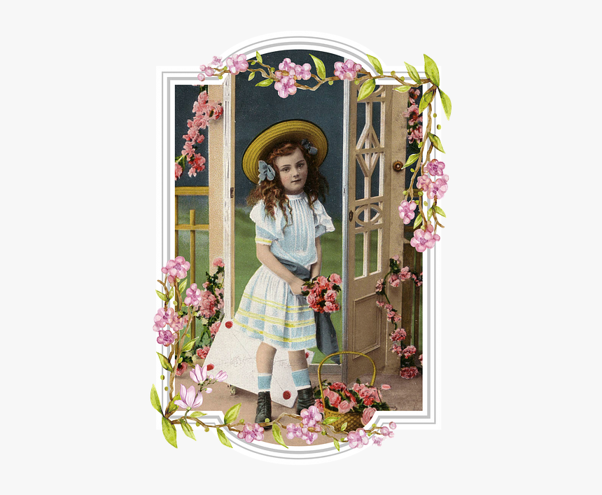 Vintage, Little, Girl, Framed, Hat, Edwardian, Child - Doll, HD Png Download