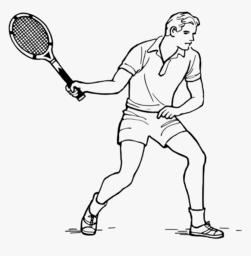 Transparent Tennis Png - Tennis Player Line Drawing, Png Download
