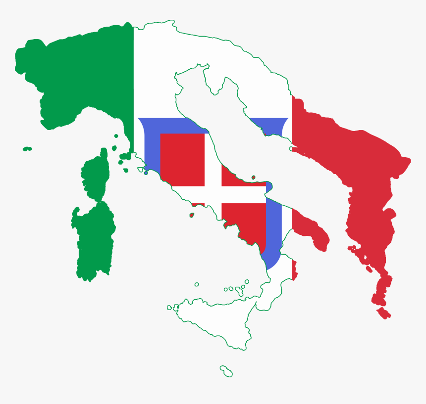 Flag Map Of Greater Italy - Kingdom Of Italy Flag Map, HD Png Download