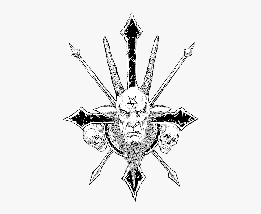 Black And White Drawing Baphomet, HD Png Download