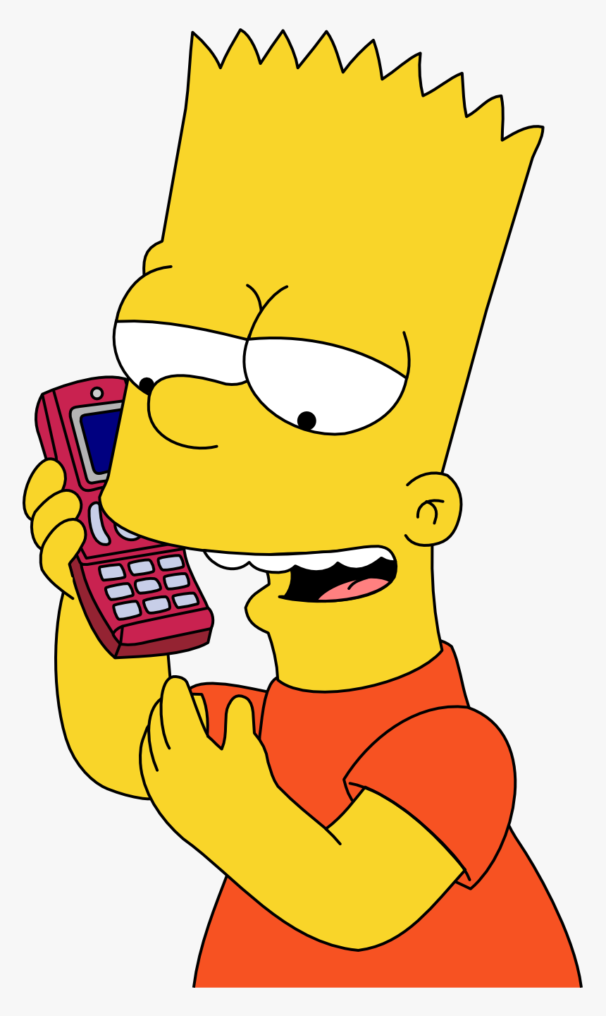 Bart Simpson Png - Bart Simpson On Phone, Transparent Png