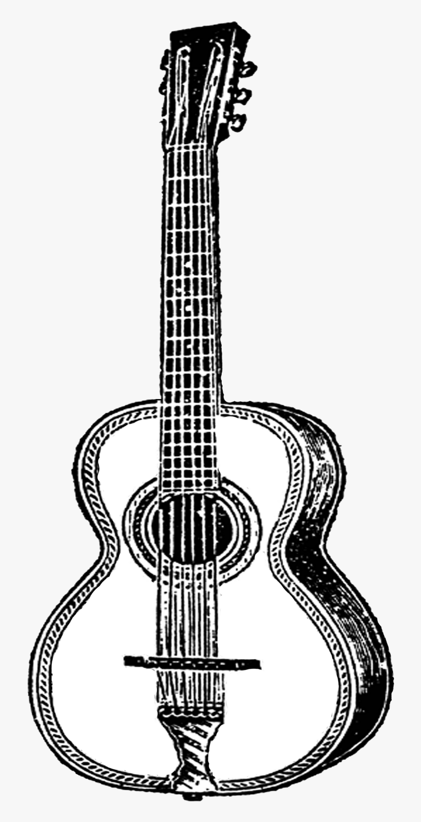 Transparent Guitar Clip Art - Black And White Guitar With Transparent Background, HD Png Download