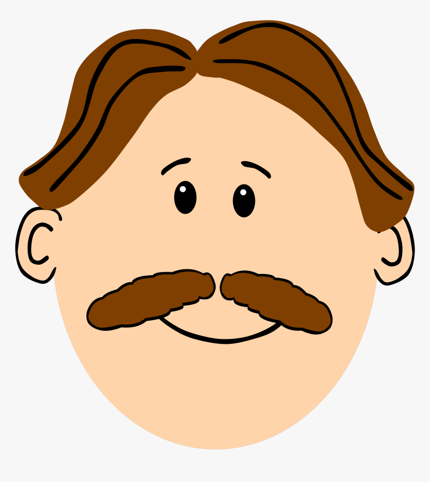 Man With Brown Hair And Mustache Clip Arts - Man With Moustache Clip Art, HD Png Download