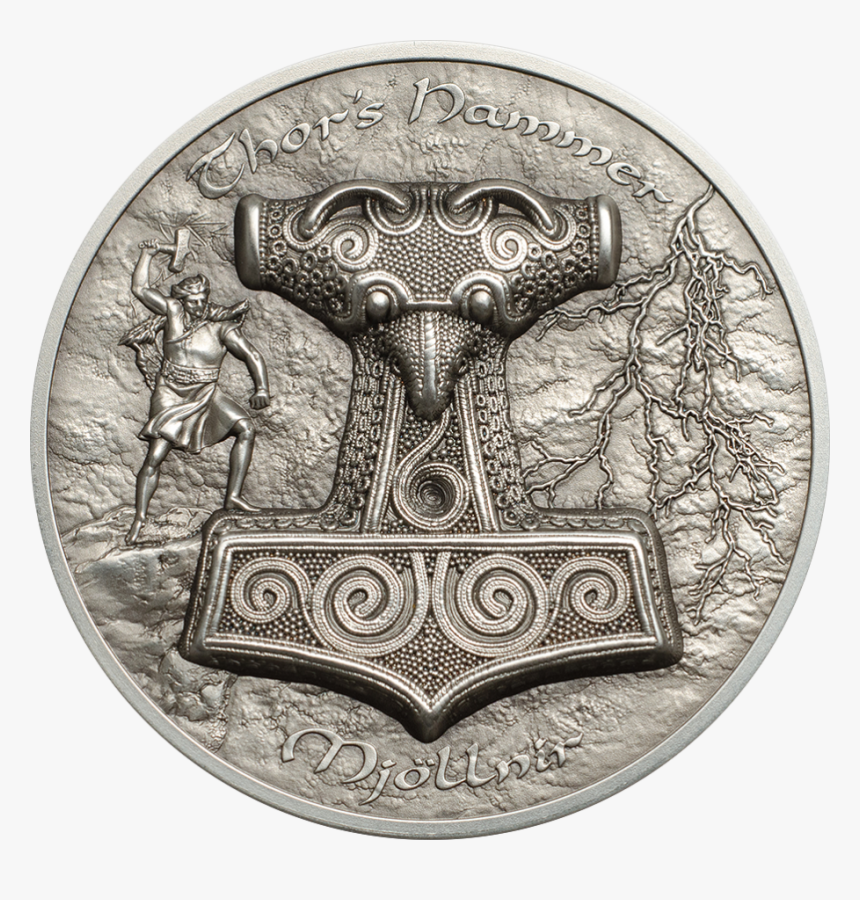 Thor's Hammer Mjöllnir Silver Coin, HD Png Download