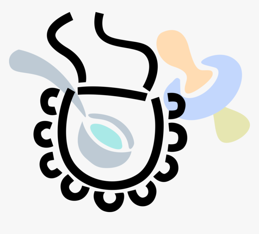 Vector Illustration Of Newborn Infant Baby Bib, Pacifier - Emblem, HD Png Download