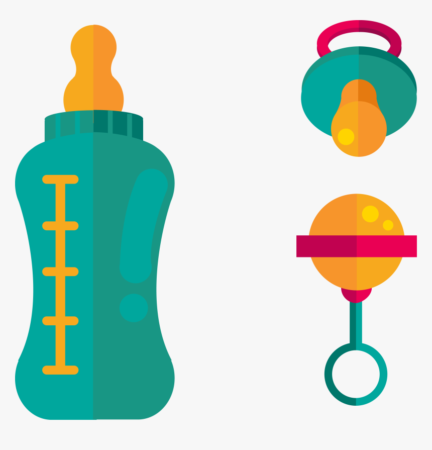Infant Baby Bottle Pacifier Euclidean Vector - Pacifier Baby Bottle Vector, HD Png Download