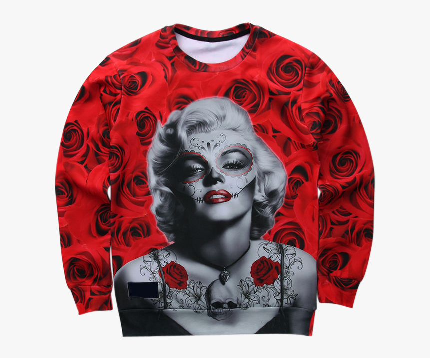 Transparent 3d Skull Png - Marilyn Monroe Sweater Roses, Png Download