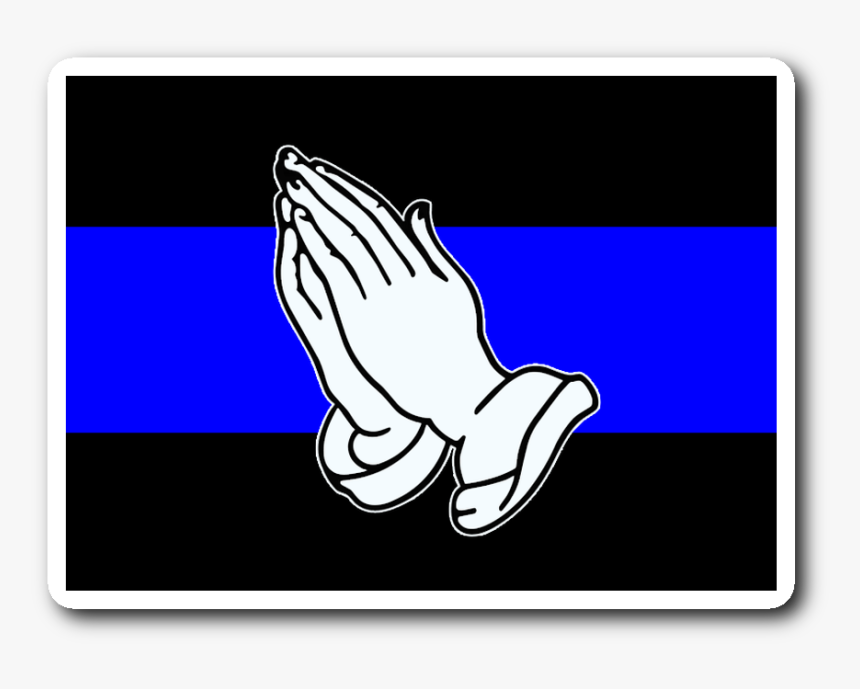 Praying Hands Thin Blue Line Sticker 
 Class - Thin Blue Line Praying Hands, HD Png Download