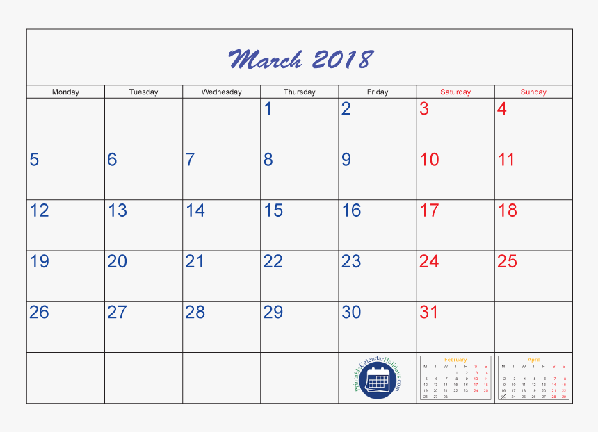 March 2018 Calendar With Holidays - November 2018 Calendar Days, HD Png Download