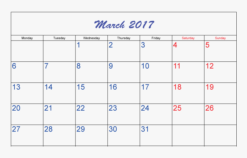 Tumblr March 2017 Calendar - 2011 Calendar, HD Png Download