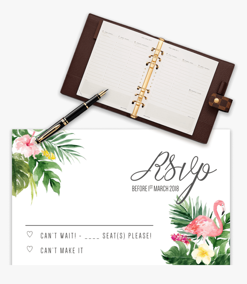 Example Of Wedding Rsvp Template With Flamingo And - Calligraphy, HD Png Download