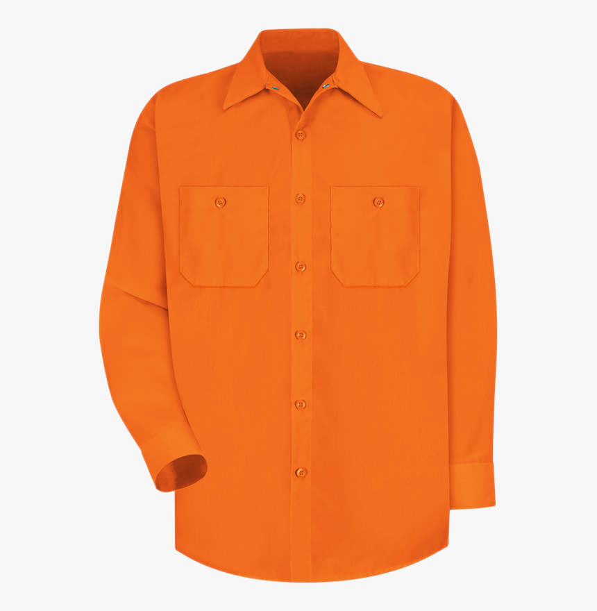 Long Sleeve Enhanced Visibility Work Shirt - Orange Long Sleeve Button Shirts Mens, HD Png Download