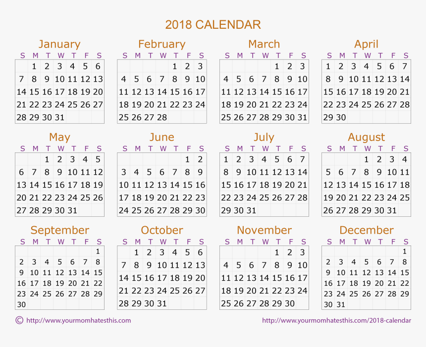 2018 Calendar Europe, HD Png Download