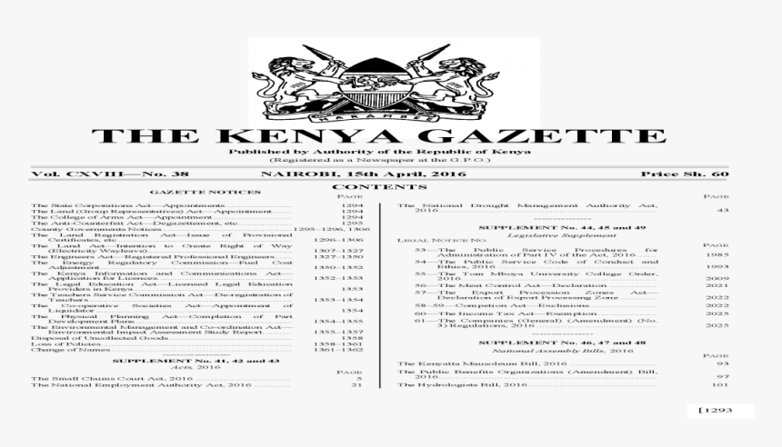 Transparent Bang Minah Png - Kenya Gazette Notice 2019, Png Download