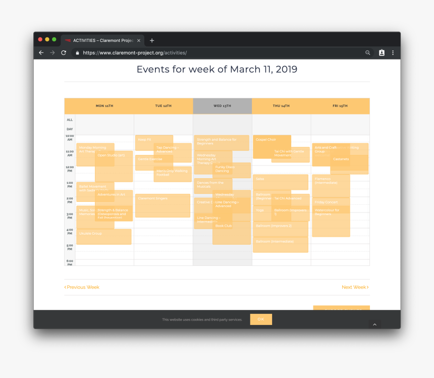 A Screenshot Of The Clairemont Project S Calendar For, HD Png Download