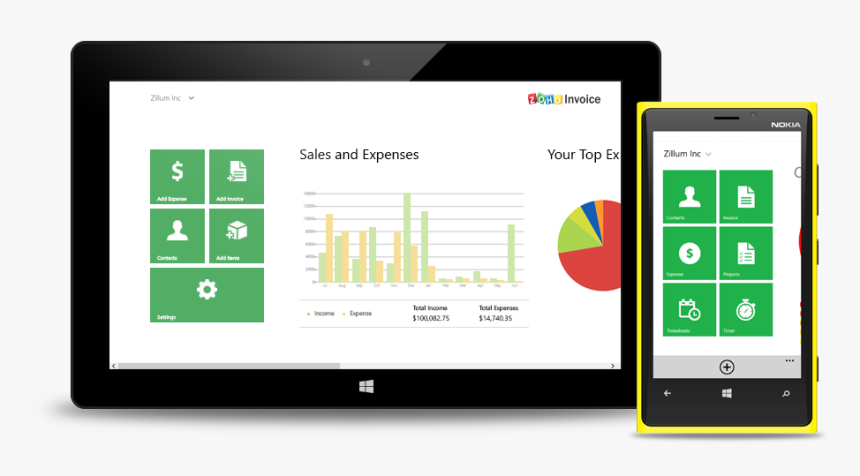 Zoho Invoice For Windows Phone And Surface Tablet - Mobile Phone, HD Png Download