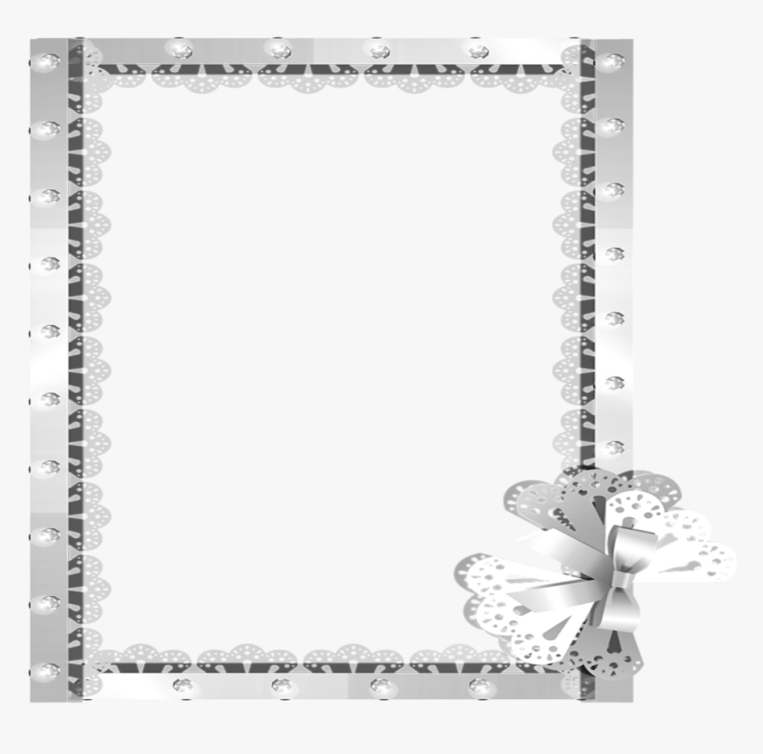 Transparent Ribbon Frame Png - Silver Borders, Png Download