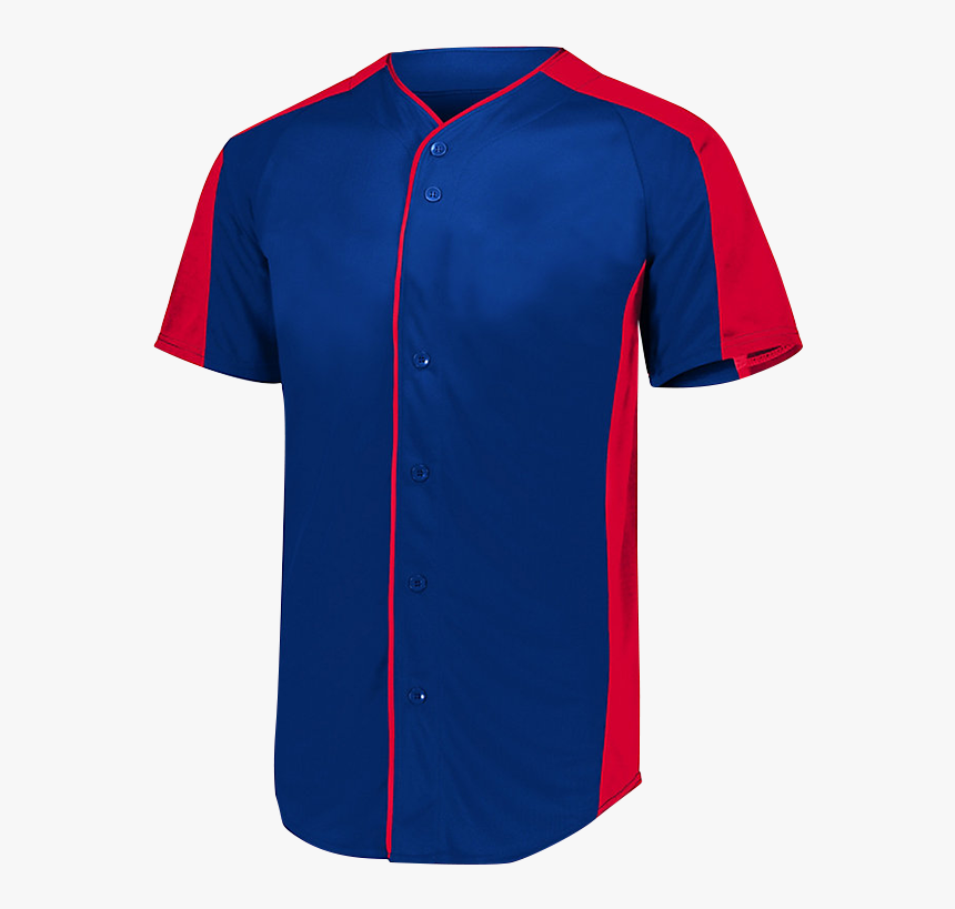 Full Button Baseball Jersey 1655 Navy Red - Active Shirt, HD Png Download