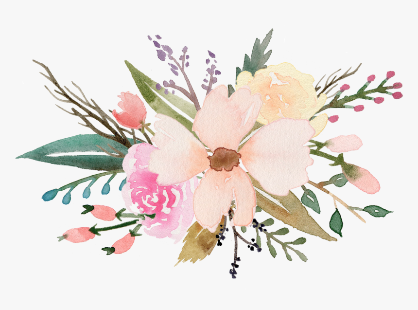 Transparent Floral Watercolor Png - Watercolor Floral Bouquet Png, Png Download