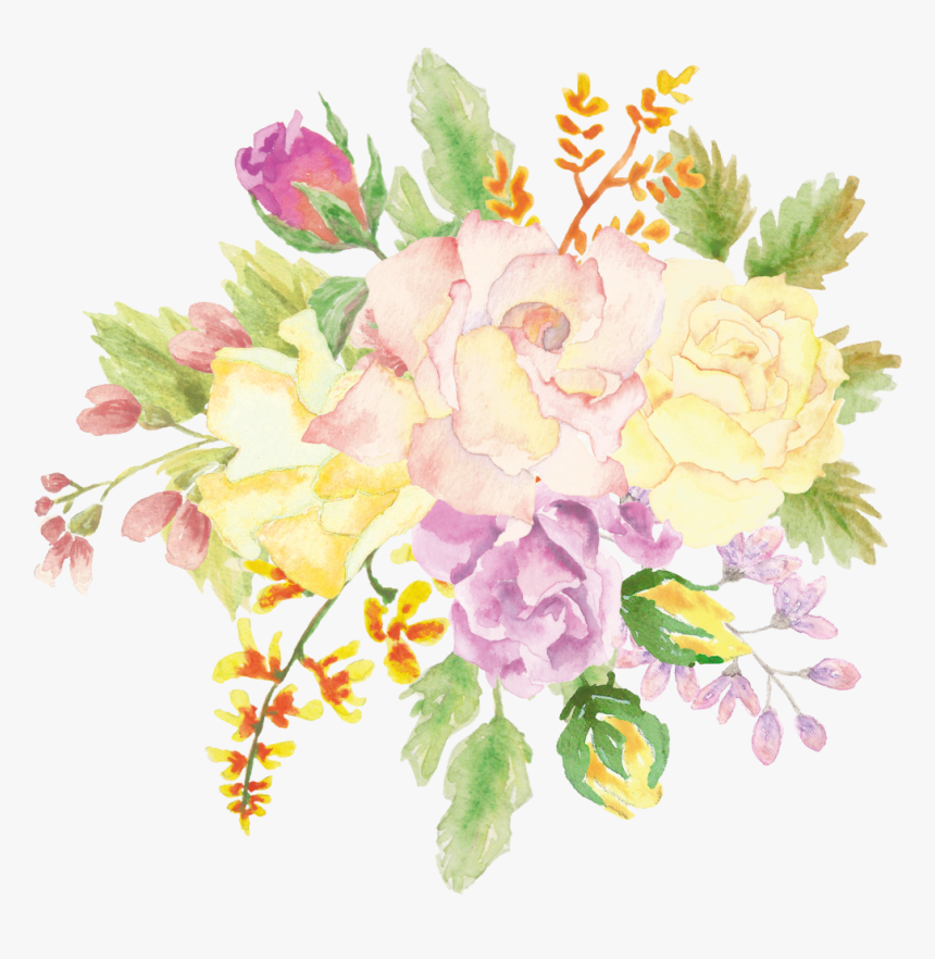 Flowers Flower Watercolor Watercolour Bouquet Ftesticke - Bouquet, HD Png Download