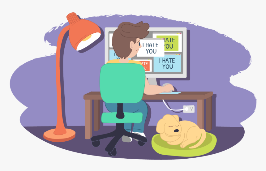 Boy Looking At A Computer Screen With I Hate You - Cyberbullying Kids Helpline, HD Png Download