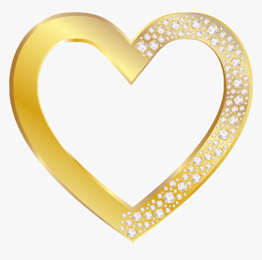 Gold Heart With Diamonds Png Clip Art Image - Gold Heart Frame Png, Transparent Png