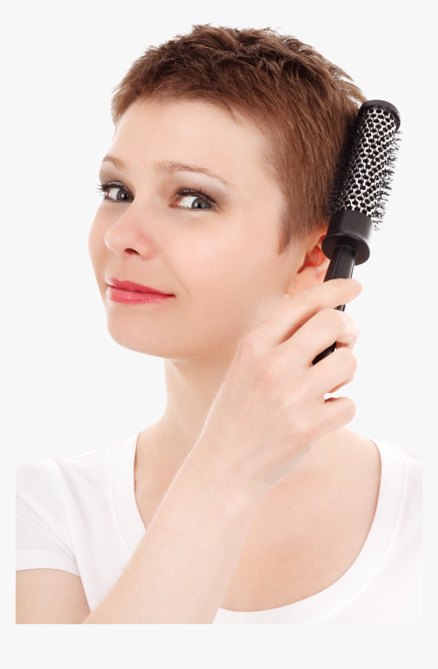 Woman Combing Her Hair Png Image - Exfoliating Bath Glove White, Transparent Png