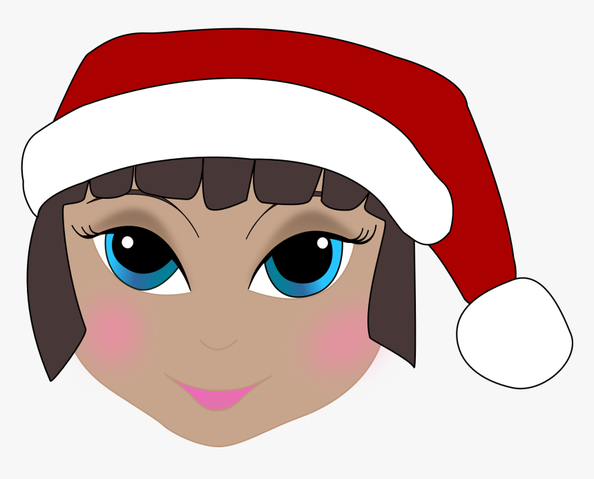 Christmas Elf Anime - Clipart Girl Face Christmas, HD Png Download
