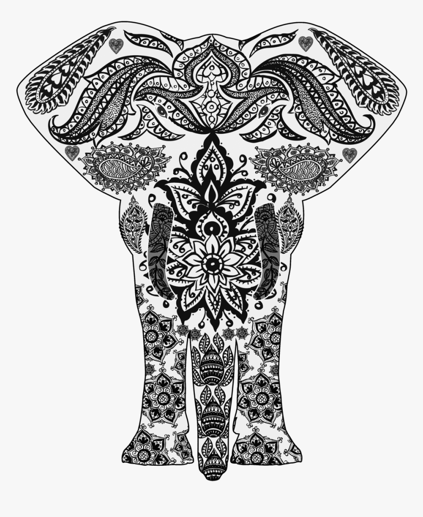 Elephant Line Art Mandala Png - Mandala Elephant Transparent Background, Png Download