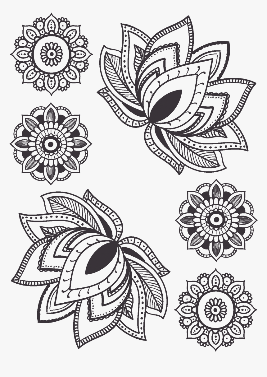 Временное Тату Кувшинки И Мандалы - Water Lily Mandala, HD Png Download