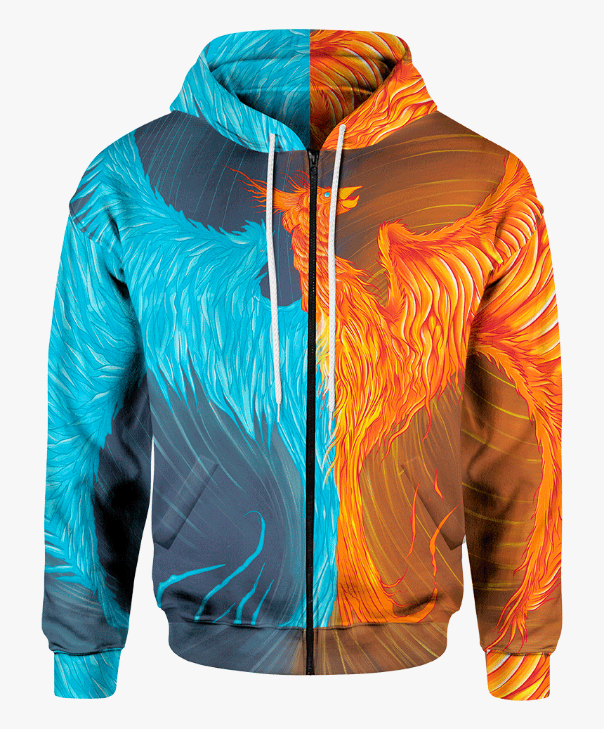 Zip Hoodie S Fire & Ice Phoenix Zip Hoodie Phoenix - Hoodie, HD Png Download