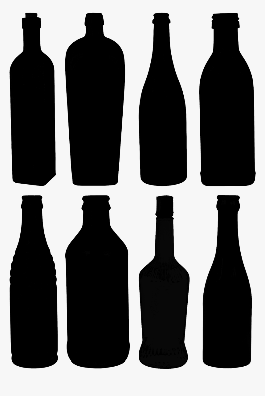 Glass Bottles Silhouette Bottle Wine Silhouette Png, Transparent Png