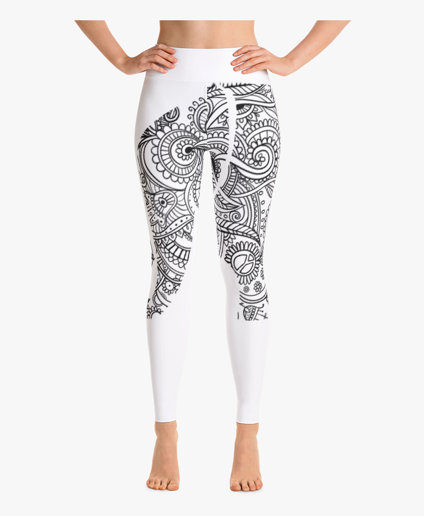 Elephant Mandala - White Yoga Leggings, HD Png Download