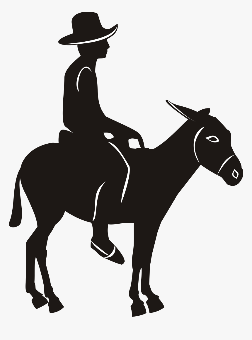 Transparent Donkey Silhouette Png - Man On Donkey Silhouette, Png Download