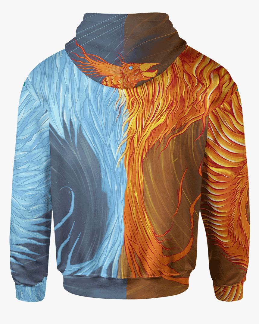 Hoodie Fire & Ice Phoenix Unisex Hoodie 
 Class - Active Shirt, HD Png Download