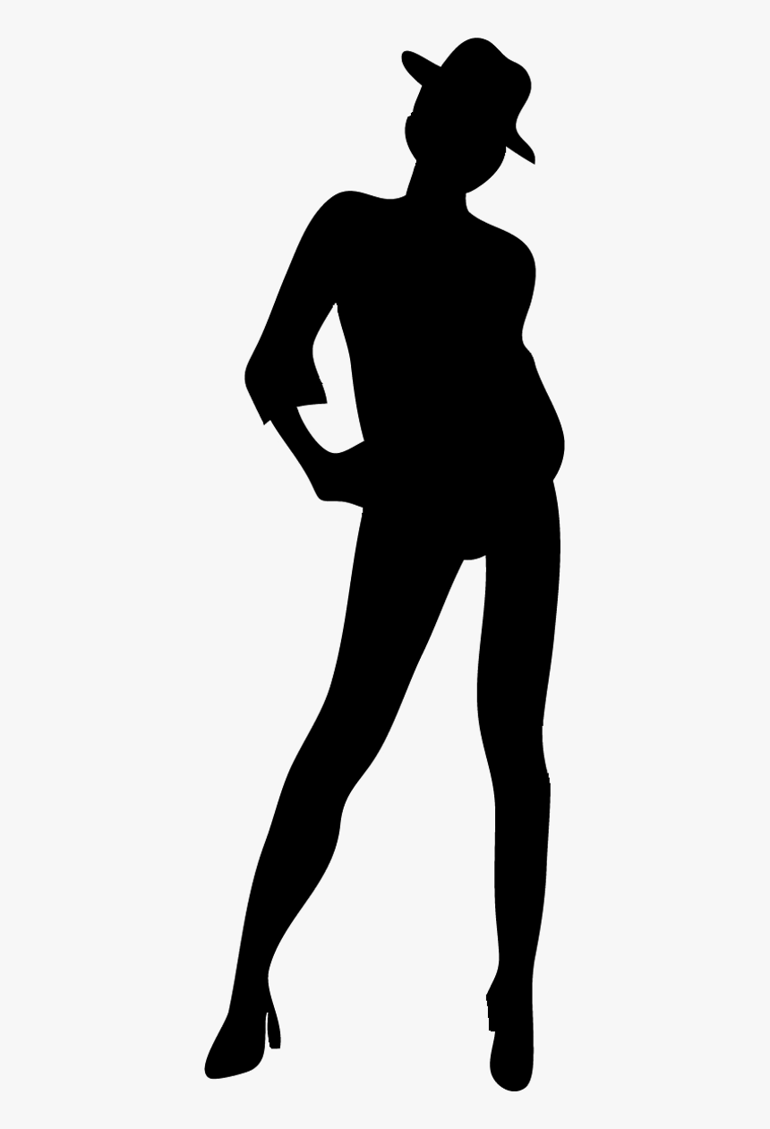 Silhouettes Of People - Female With Hat Silhouette, HD Png Download