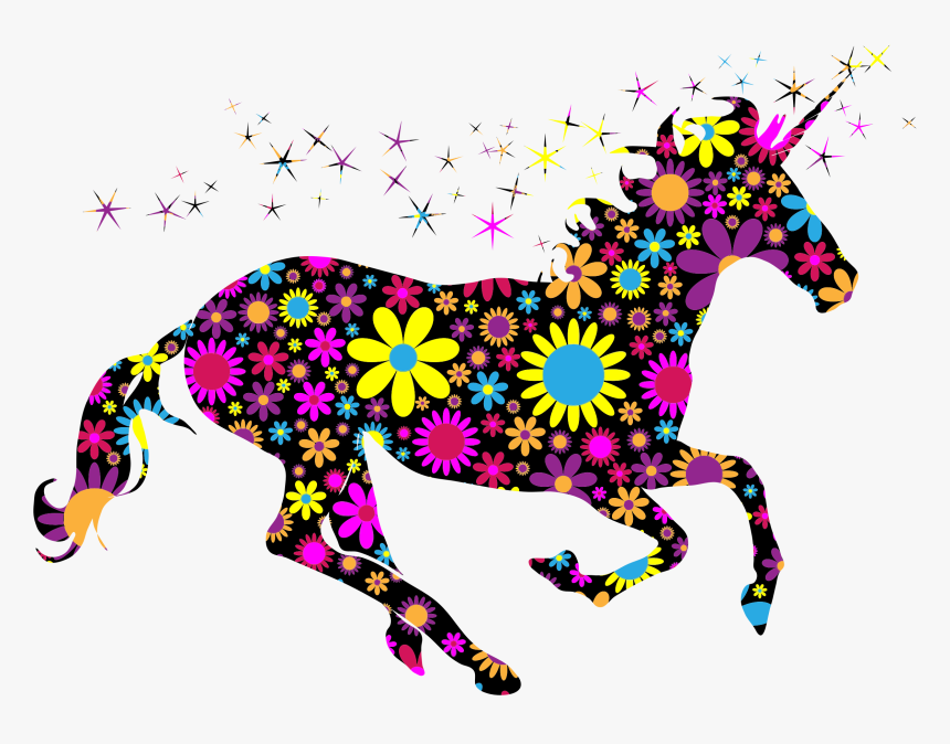 Floral Magical Unicorn Silhouette Clip Arts - Imagenes De Unicornios Png, Transparent Png