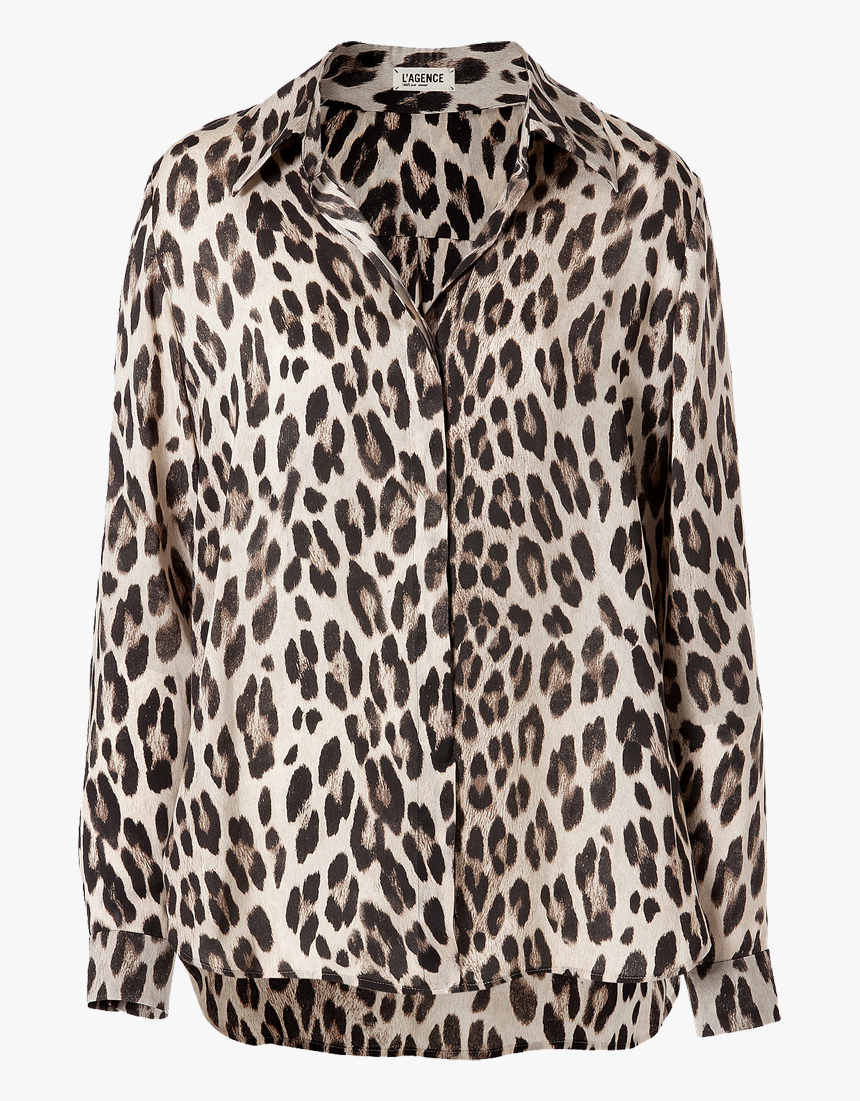 L Agence Printed Shirt In Creme Leopard - Blouse, HD Png Download
