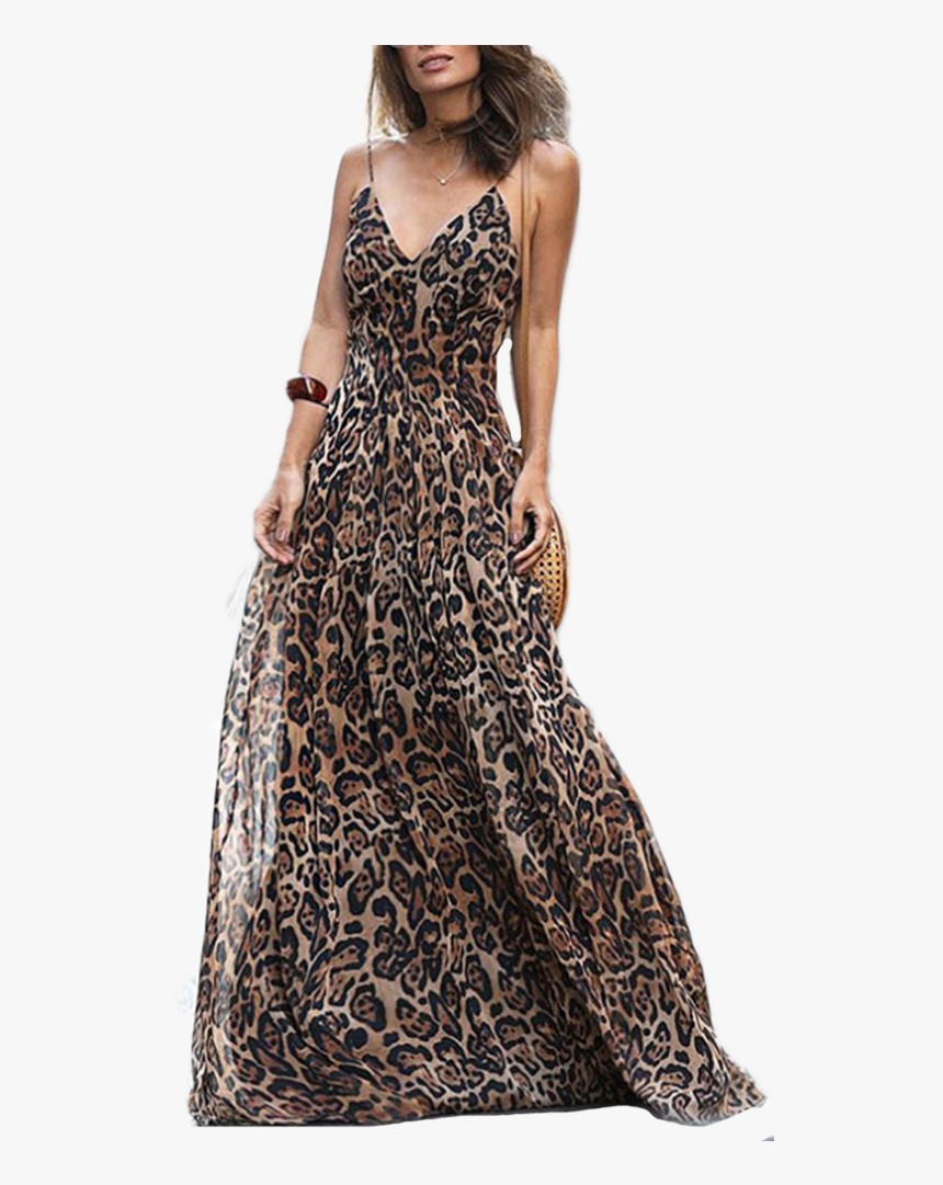 Vestido Animal Print Largo, HD Png Download