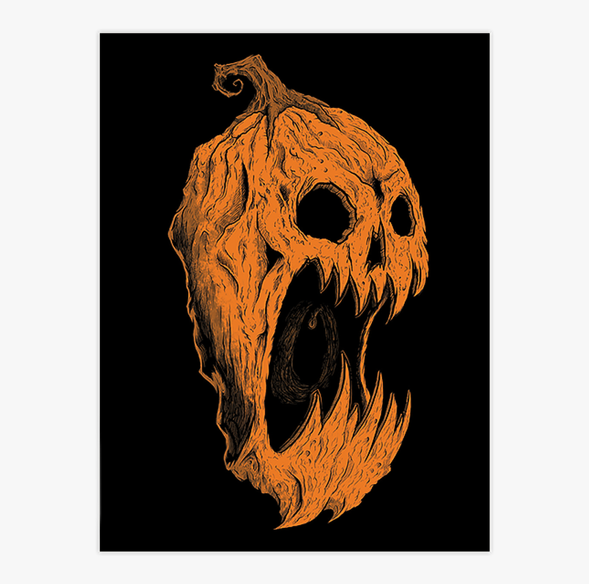 Screaming Pumpkin Screen Print - Halloween, HD Png Download