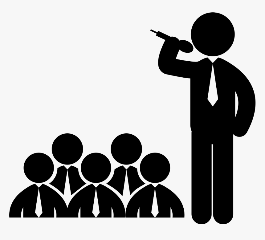 Man Speaking By Microphone To Male Audience Svg Png - School Function Comparing, Transparent Png