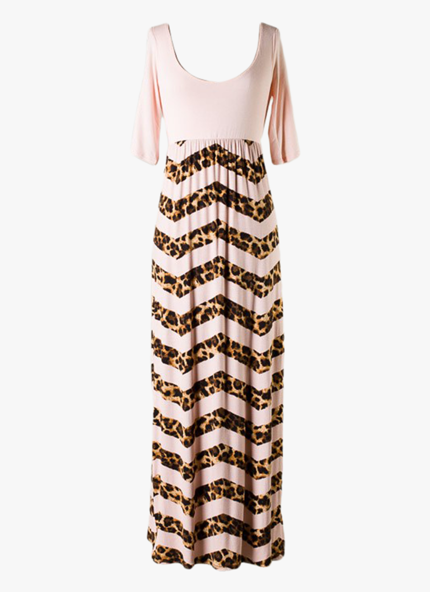 Chevron Pattern Animal Print Maxi Dress - Day Dress, HD Png Download