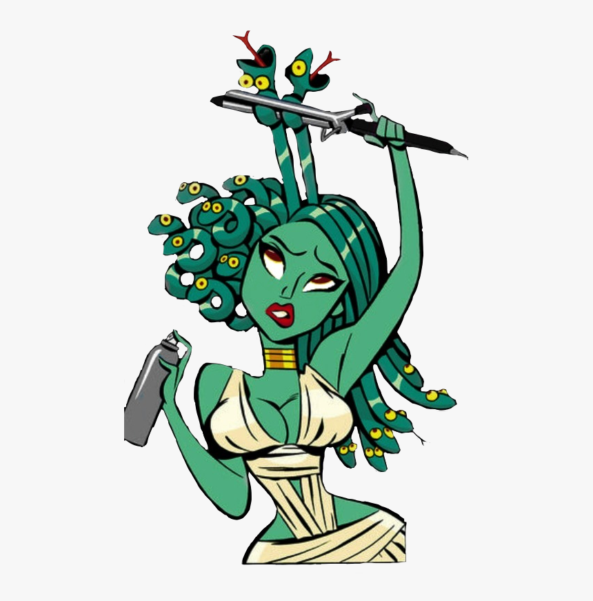 Medusa Cartoon - Medusa Curly Hair, HD Png Download