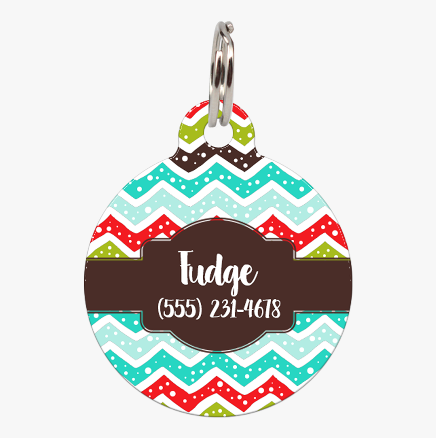 Brown Christmas Chevron Personalized Dog Id Tag For - Locket, HD Png Download