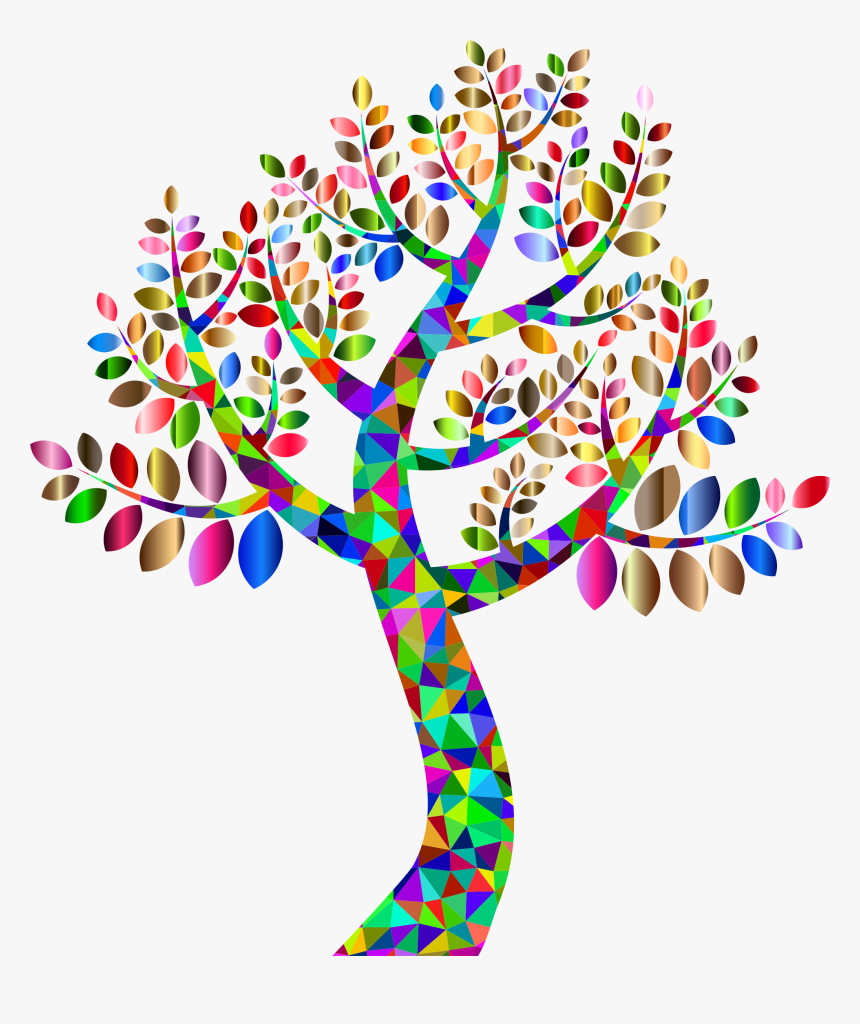 Low Poly Simple Prismatic Tree Clip Arts - Colorful Family Tree Clipart, HD Png Download