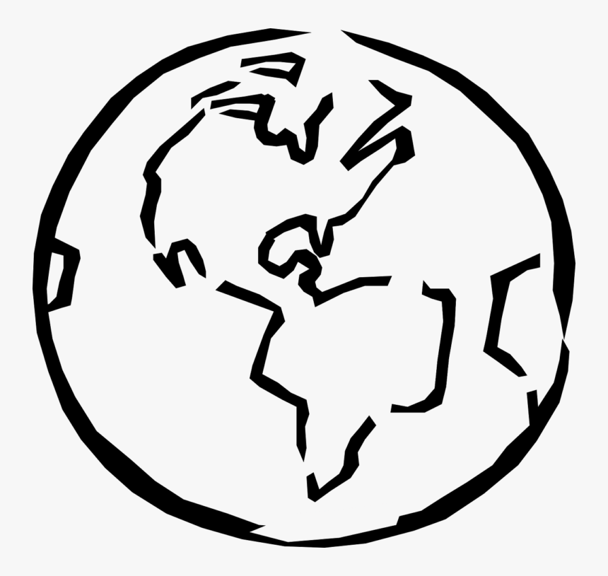 Globe Clip Art Outline - Black And White World Clip Art, HD Png Download