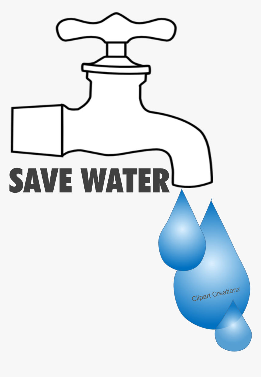 Transparent Water Clip Art - Save Water Tap Drawing, HD Png Download