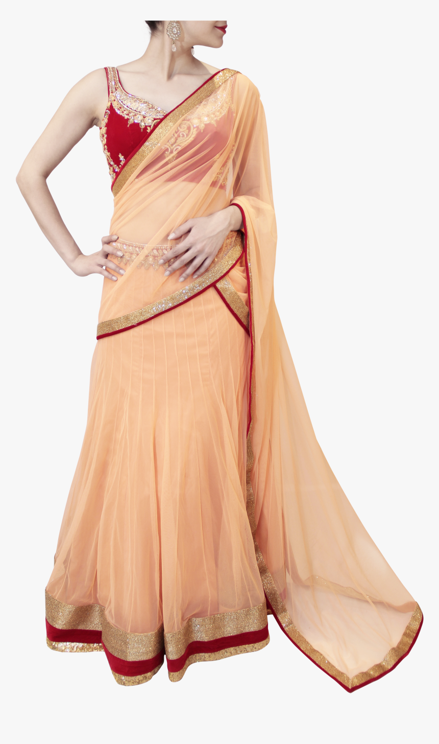 Graphic Black And White Stock Peach And Maroon Saree - Photo Shoot, HD Png Download