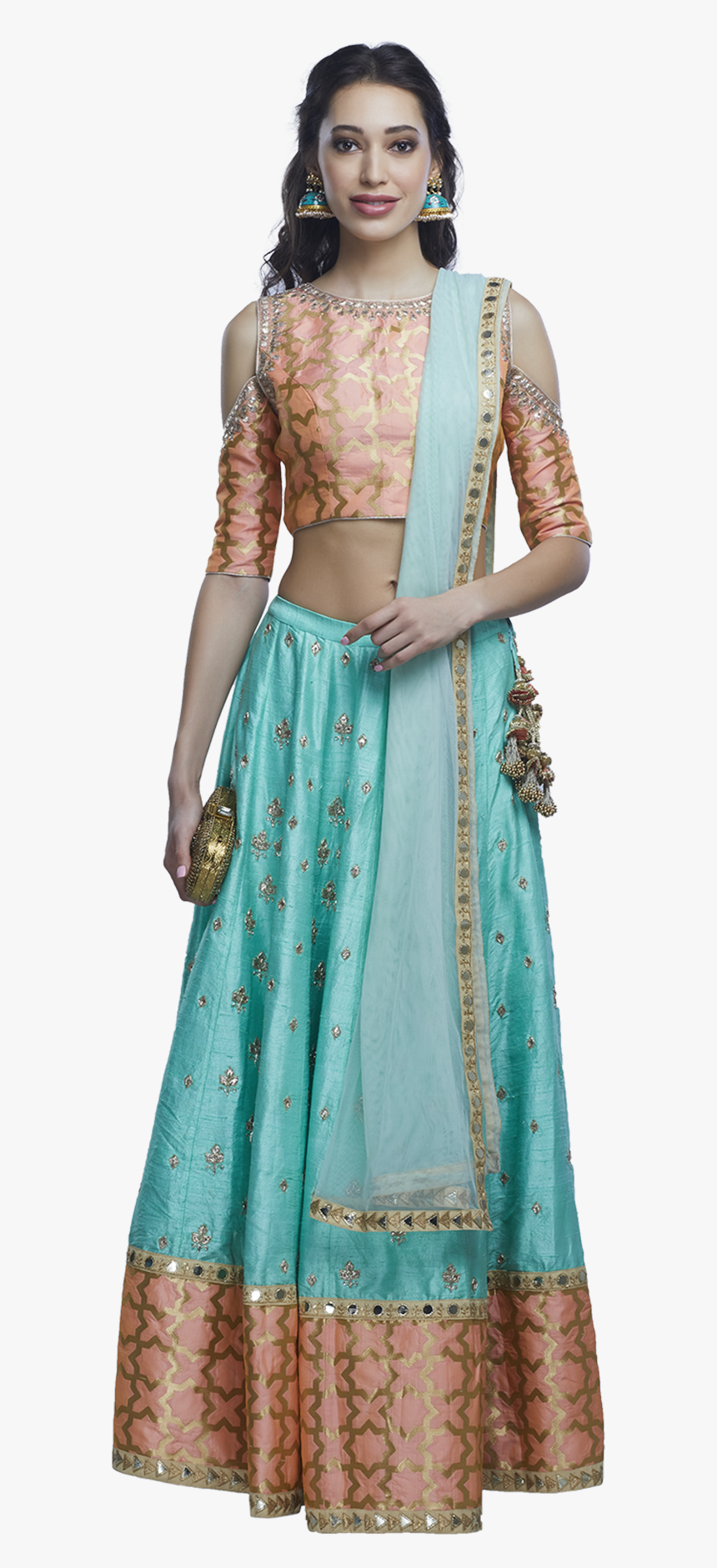 Casa 9 Mint Green Lehenga & Dupatta, HD Png Download